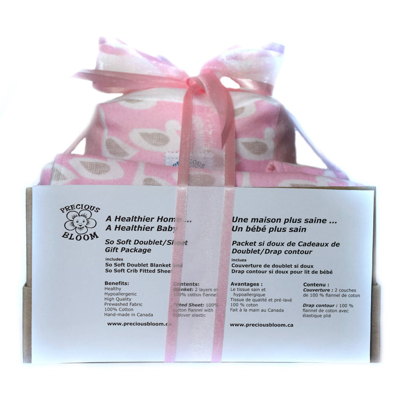 So Soft Organic Baby Accessory Gift Package: Ducks Pink