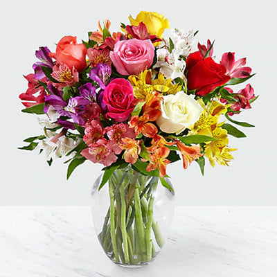 V-Bright & Colourful Mixed Vase Arrangement