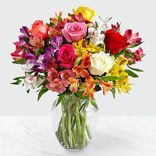 V-Bright & Colourful Mixed Vase Arrangement