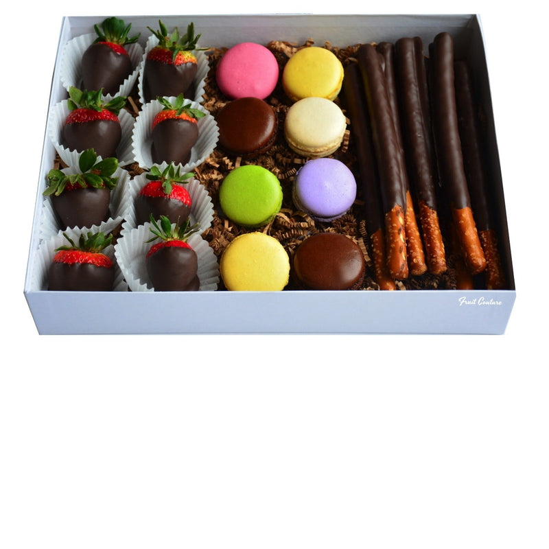 Gift Basket - Macaron & Chocolate Dipped Box